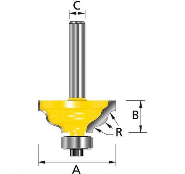 Fraise à Moulurer Pour Défonceuse - Tige 8mm - Profil Concave/convexe - Pour Bois, Travail De Précision - 5